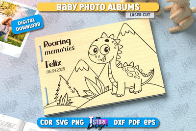 Photo Album Cover Laser Cut | Kids Design | Wooden Photo Album | CNC File SVG The T Store Design 