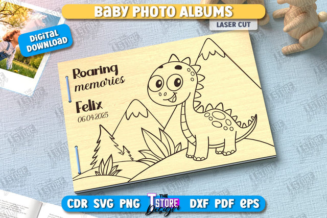 Photo Album Cover Laser Cut | Kids Design | Wooden Photo Album | CNC File SVG The T Store Design 
