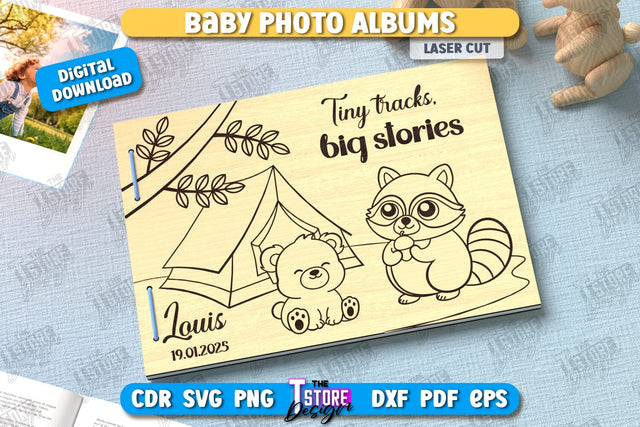 Photo Album Cover Laser Cut | Kids Design | Wooden Photo Album | CNC File SVG The T Store Design 