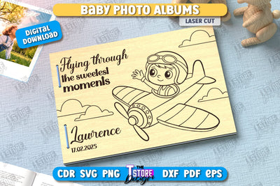 Photo Album Cover Laser Cut | Kids Design | Wooden Photo Album | CNC File SVG The T Store Design 
