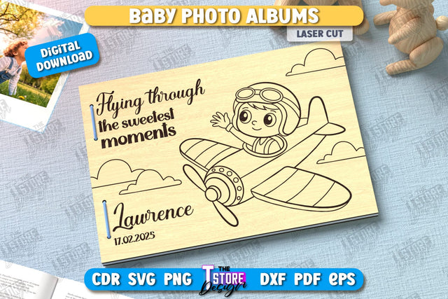 Photo Album Cover Laser Cut | Kids Design | Wooden Photo Album | CNC File SVG The T Store Design 