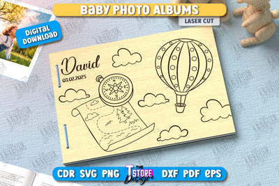 Photo Album Cover Laser Cut | Kids Design | Wooden Photo Album | CNC File SVG The T Store Design 