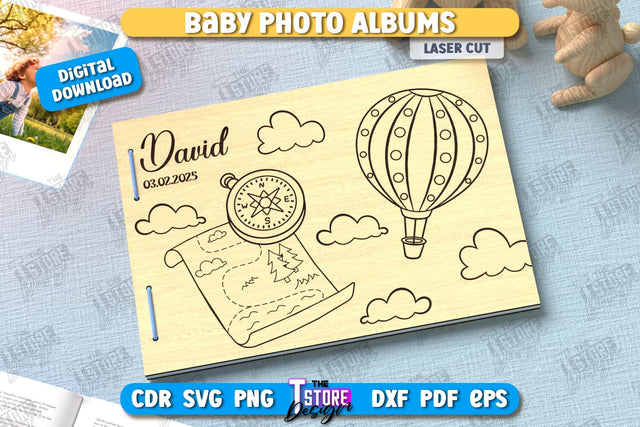 Photo Album Cover Laser Cut | Kids Design | Wooden Photo Album | CNC File SVG The T Store Design 