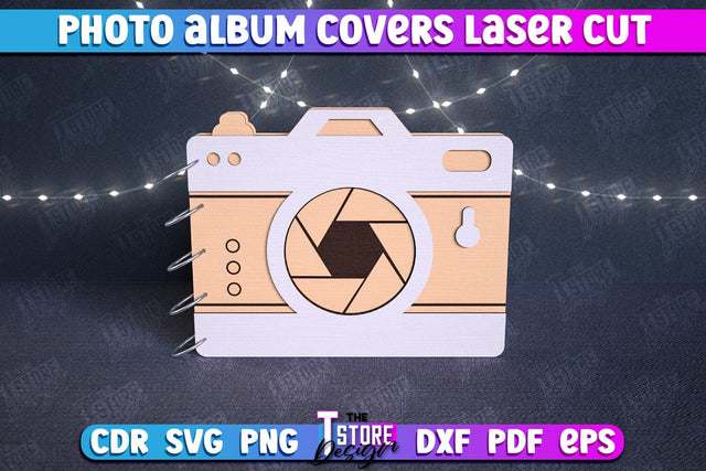 Photo Album Covers | Book Cover | Wooden Binder | Camera Shape | CNC File SVG The T Store Design 
