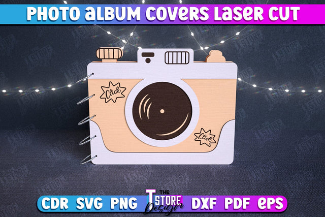 Photo Album Covers | Book Cover | Wooden Binder | Camera Shape | CNC File SVG The T Store Design 