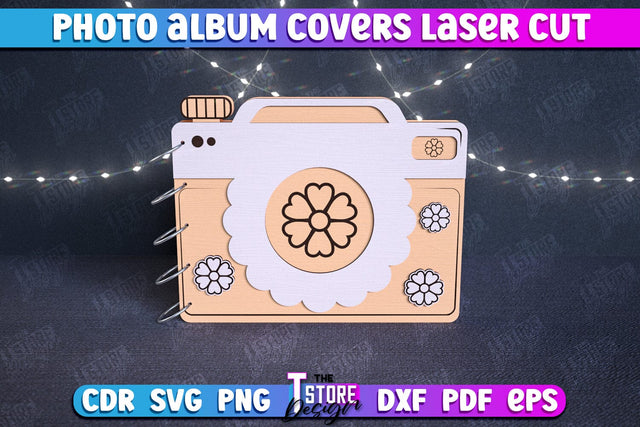 Photo Album Covers | Book Cover | Wooden Binder | Camera Shape | CNC File SVG The T Store Design 