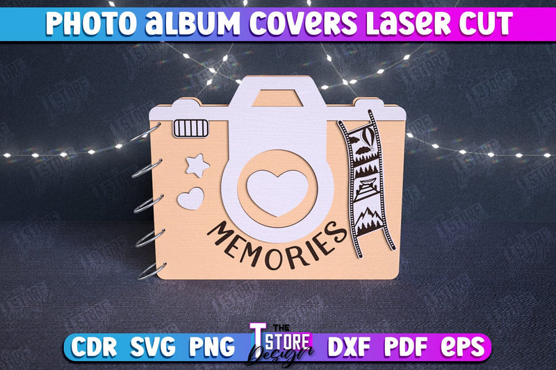 Photo Album Covers | Book Cover | Wooden Binder | Camera Shape | CNC File SVG The T Store Design 
