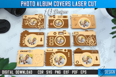 Photo Album Covers Laser Cut Bundle | Camera Shape | Wooden Photo Album | CNC Files SVG Fly Design 