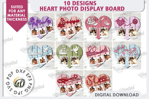 Photo Display Boards Laser Cut Bundle. Valentine Hearts SVG SVG Evgenyia Guschina 