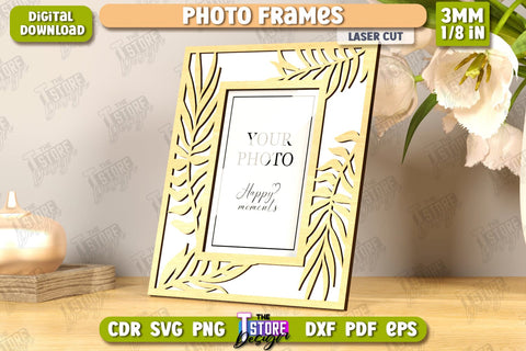 Photo Frame Laser Cut Bundle | Desktop Picture Frame | Home Interior | Gift Idea | CNC Files SVG The T Store Design 