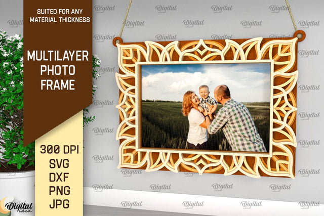 Photo Frame Laser Cut Design. Multilayer Photo Frame SVG SVG Evgenyia Guschina 