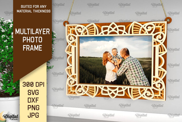 Photo Frame Laser Cut Design. Multilayer Photo Frame SVG SVG Evgenyia Guschina 