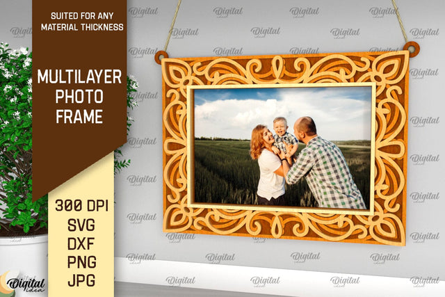 Photo Frame Laser Cut Design. Multilayer Photo Frame SVG SVG Evgenyia Guschina 