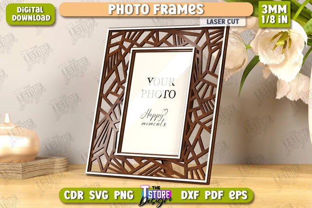 Photo Frame Laser Cut | Desktop Picture Frame | Home Interior | Gift Idea | CNC File SVG The T Store Design 