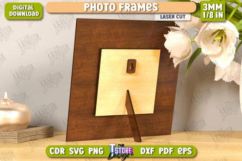 Photo Frame Laser Cut | Desktop Picture Frame | Home Interior | Gift Idea | CNC File SVG The T Store Design 