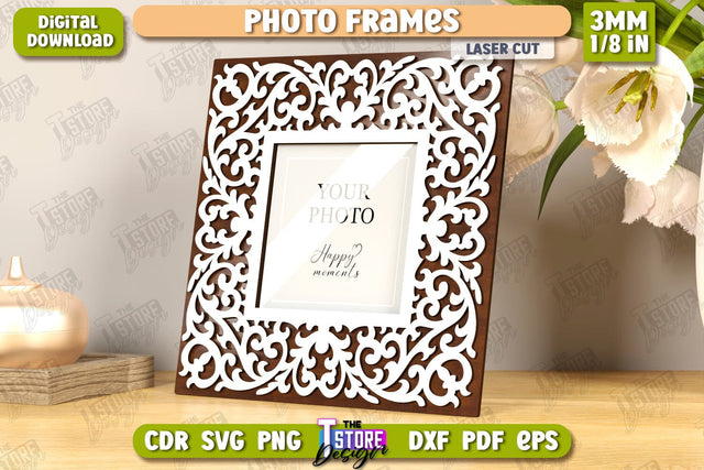 Photo Frame Laser Cut | Desktop Picture Frame | Home Interior | Gift Idea | CNC File SVG The T Store Design 