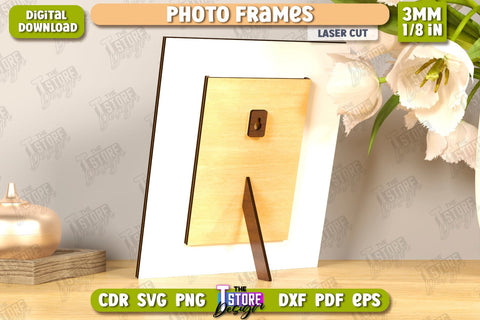 Photo Frame Laser Cut | Desktop Picture Frame | Home Interior | Gift Idea | CNC File SVG The T Store Design 