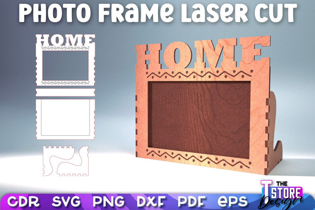 Photo Frame Laser Cut | Home Laser Cut Design | Family Design | CNC File SVG The T Store Design 