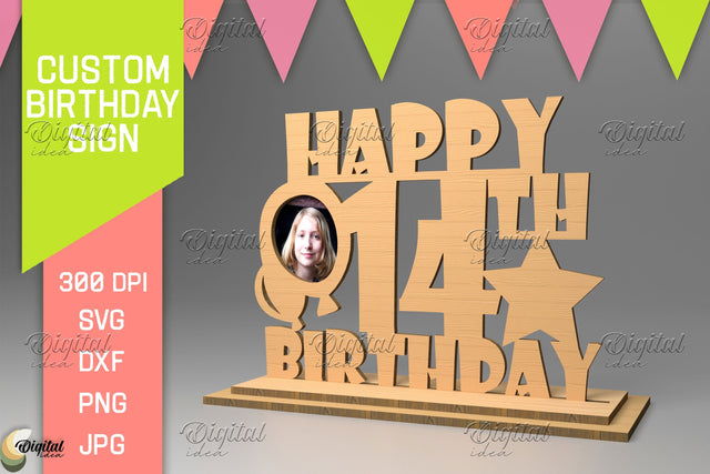 Photo Frame Laser Cut. Personalized Birthday Sign SVG Evgenyia Guschina 