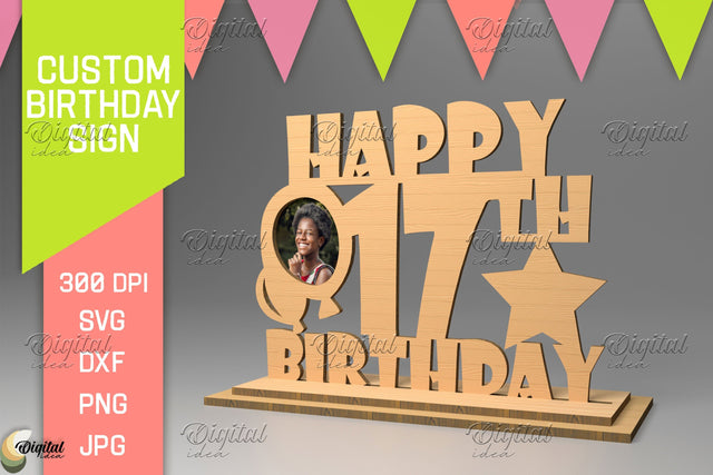 Photo Frame Laser Cut. Personalized Birthday Sign SVG Evgenyia Guschina 