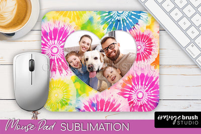 Photo Frame Mouse Pad Sublimation, Tie Dye Picture Mousepad Sublimation OrangeBrushStudio 