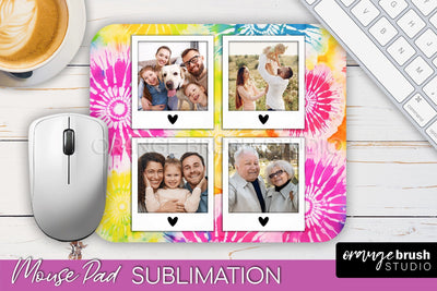 Photo Frame Mouse Pad Sublimation, Tie Dye Picture Mousepad Sublimation OrangeBrushStudio 