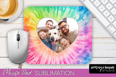 Photo Frame Mouse Pad Sublimation, Tie Dye Picture Mousepad Sublimation OrangeBrushStudio 