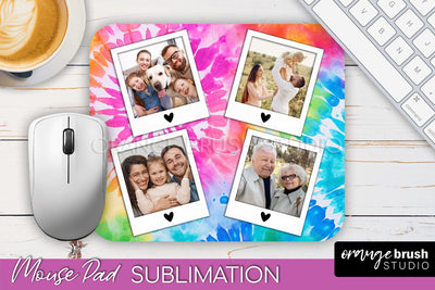Photo Frame Mouse Pad Sublimation, Tie Dye Picture Mousepad Sublimation OrangeBrushStudio 