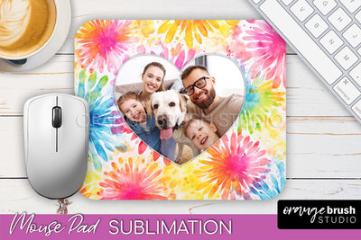 Photo Frame Mouse Pad Sublimation, Tie Dye Picture Mousepad Sublimation OrangeBrushStudio 