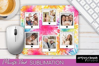 Photo Frame Mouse Pad Sublimation, Tie Dye Picture Mousepad Sublimation OrangeBrushStudio 