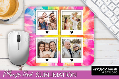 Photo Frame Mouse Pad Sublimation, Tie Dye Picture Mousepad Sublimation OrangeBrushStudio 