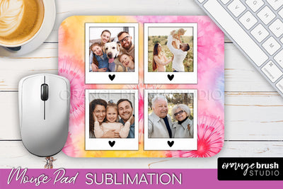 Photo Frame Mouse Pad Sublimation, Tie Dye Picture Mousepad Sublimation OrangeBrushStudio 