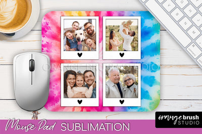 Photo Frame Mouse Pad Sublimation, Tie Dye Picture Mousepad Sublimation OrangeBrushStudio 