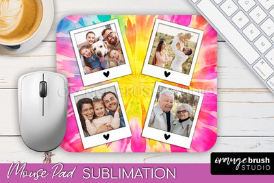 Photo Frame Mouse Pad Sublimation, Tie Dye Picture Mousepad Sublimation OrangeBrushStudio 
