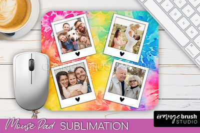 Photo Frame Mouse Pad Sublimation, Tie Dye Picture Mousepad Sublimation OrangeBrushStudio 