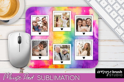 Photo Frame Mouse Pad Sublimation, Tie Dye Picture Mousepad Sublimation OrangeBrushStudio 