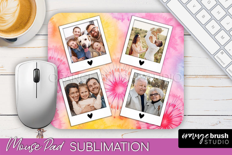 Photo Frame Mouse Pad Sublimation, Tie Dye Picture Mousepad Sublimation OrangeBrushStudio 