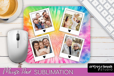 Photo Frame Mouse Pad Sublimation, Tie Dye Picture Mousepad Sublimation OrangeBrushStudio 