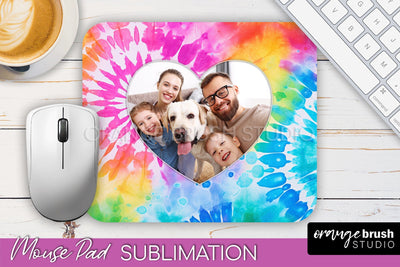 Photo Frame Mouse Pad Sublimation, Tie Dye Picture Mousepad Sublimation OrangeBrushStudio 