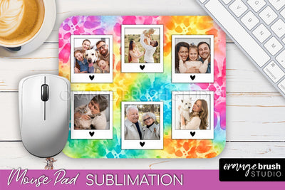 Photo Frame Mouse Pad Sublimation, Tie Dye Picture Mousepad Sublimation OrangeBrushStudio 