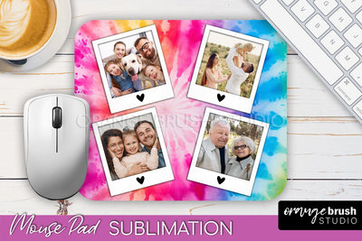 Photo Frame Mouse Pad Sublimation, Tie Dye Picture Mousepad Sublimation OrangeBrushStudio 