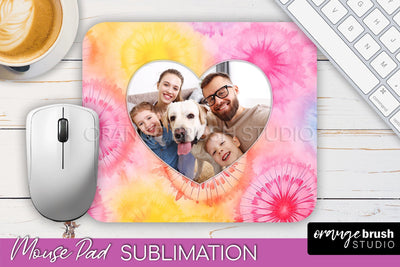 Photo Frame Mouse Pad Sublimation, Tie Dye Picture Mousepad Sublimation OrangeBrushStudio 