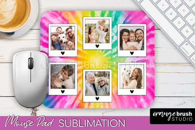 Photo Frame Mouse Pad Sublimation, Tie Dye Picture Mousepad Sublimation OrangeBrushStudio 