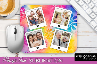 Photo Frame Mouse Pad Sublimation, Tie Dye Picture Mousepad Sublimation OrangeBrushStudio 