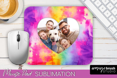 Photo Frame Mouse Pad Sublimation, Tie Dye Picture Mousepad Sublimation OrangeBrushStudio 