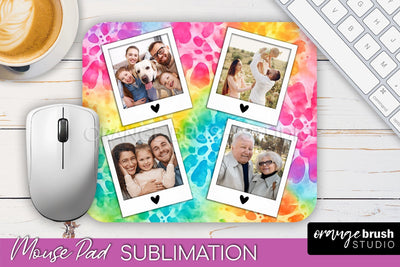 Photo Frame Mouse Pad Sublimation, Tie Dye Picture Mousepad Sublimation OrangeBrushStudio 
