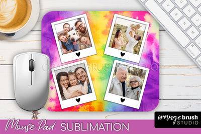 Photo Frame Mouse Pad Sublimation, Tie Dye Picture Mousepad Sublimation OrangeBrushStudio 