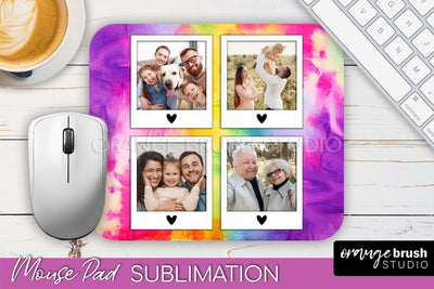 Photo Frame Mouse Pad Sublimation, Tie Dye Picture Mousepad Sublimation OrangeBrushStudio 