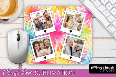 Photo Frame Mouse Pad Sublimation, Tie Dye Picture Mousepad Sublimation OrangeBrushStudio 