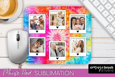 Photo Frame Mouse Pad Sublimation, Tie Dye Picture Mousepad Sublimation OrangeBrushStudio 